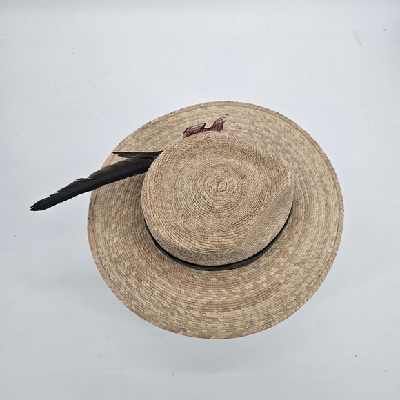 Custom straw feather festival ace of hearts hat new - Picture 4 of 5